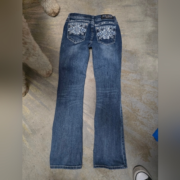 Grace in LA Women's Dark Blue Embroidered Boot Cut Jeans - Picture 8 of 12